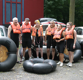 The Town Tinker Tube Rental Suited up and ready for thrilling rapids on The Esopus Creek - Your Action in Catskill Park